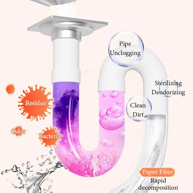 Multi-Use Powerful Anti-Clog Drain Cleaner Powder 4 PACK + FREE Drain Cleaner Sticks